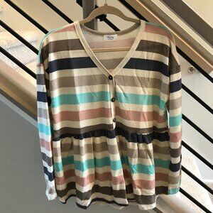Blueivy Oversized V-neck Striped Tunic Top - NWOT